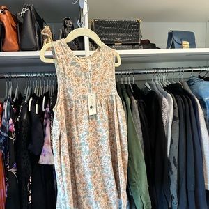 NWT Floral tan and green Rylee + Cru girl dress size 6-7y